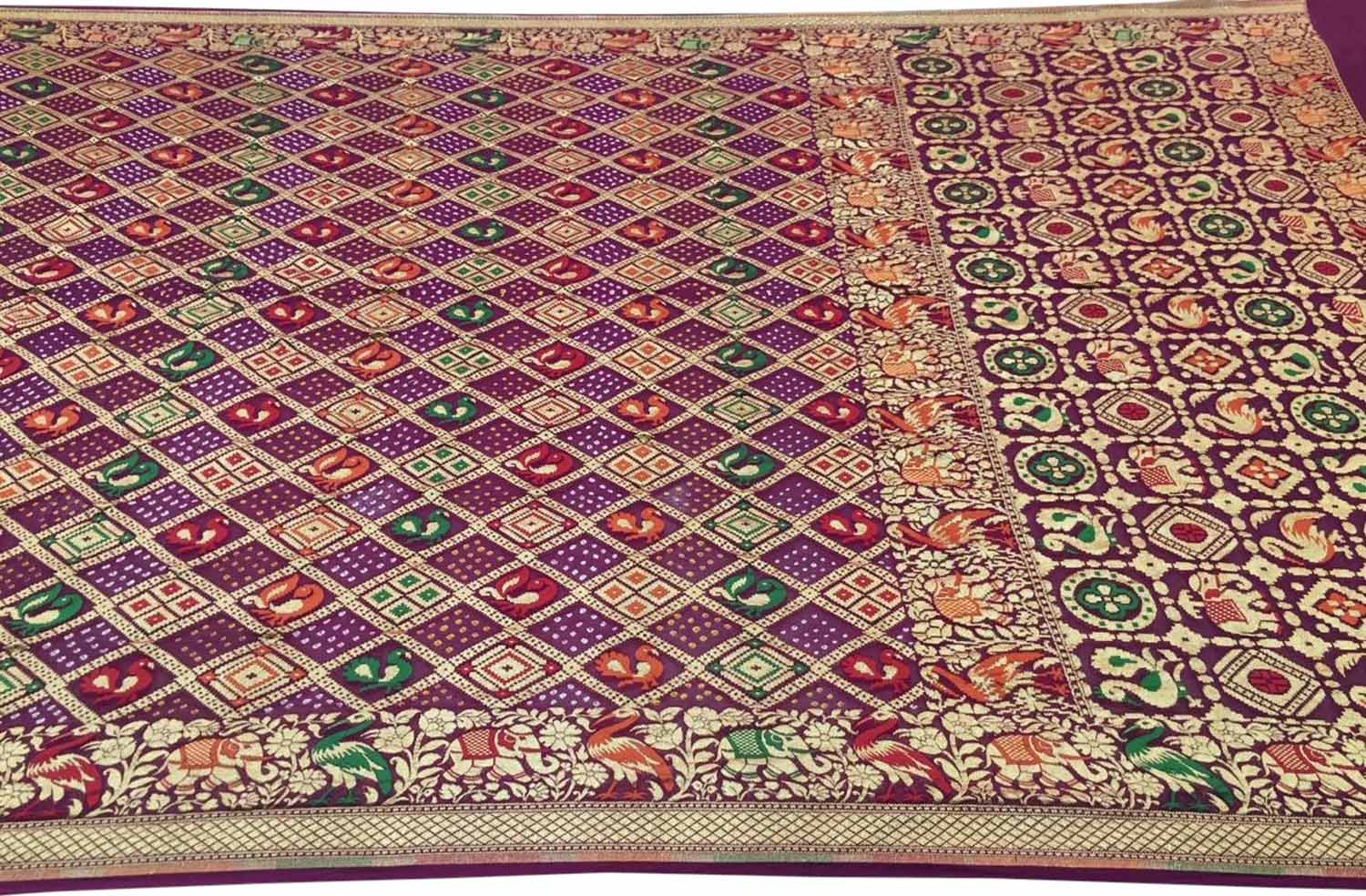 Elegant Purple Bandhani Georgette Saree - Luxurion World