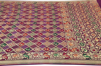 Elegant Purple Bandhani Georgette Saree - Luxurion World