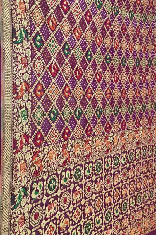Elegant Purple Bandhani Georgette Saree - Luxurion World