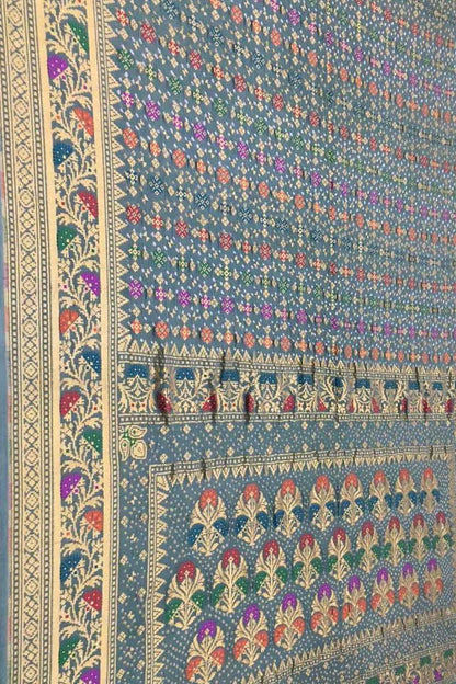 Elegant Grey Banarasi Bandhani Georgette Saree - Luxurion World