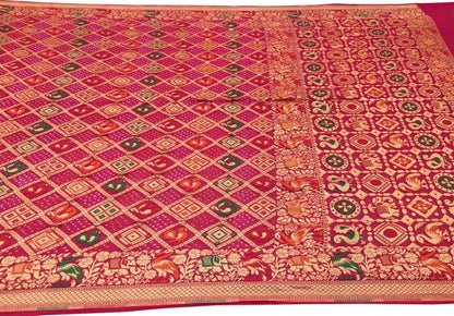 Stunning Pink Banarasi Bandhani Georgette Saree - Luxurion World