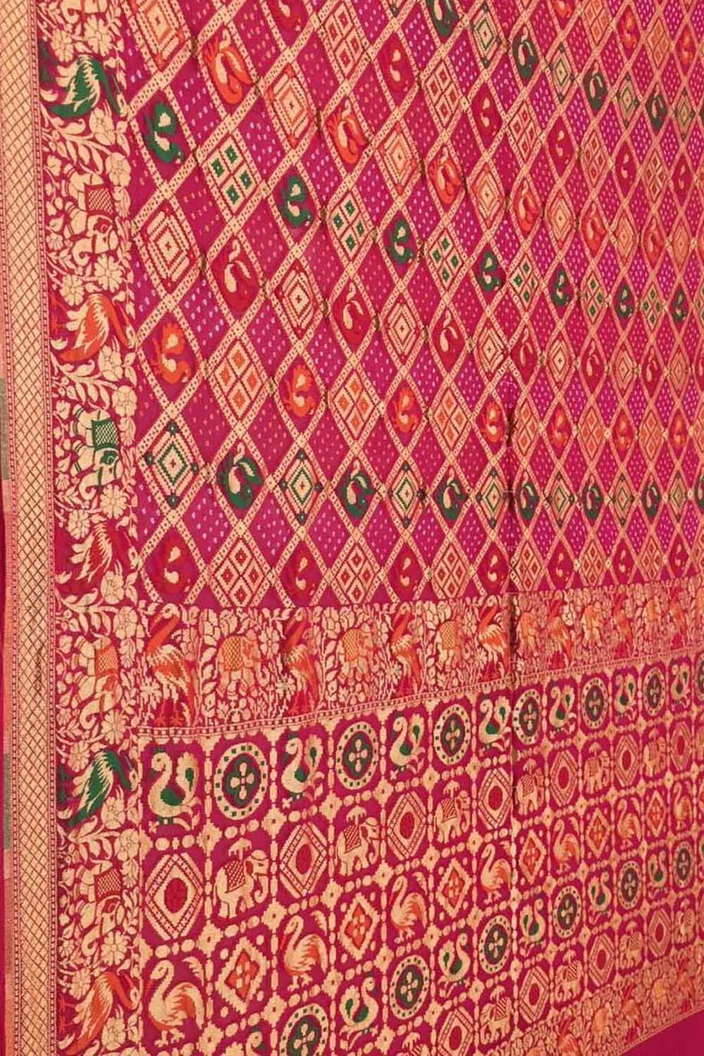 Stunning Pink Banarasi Bandhani Georgette Saree - Luxurion World