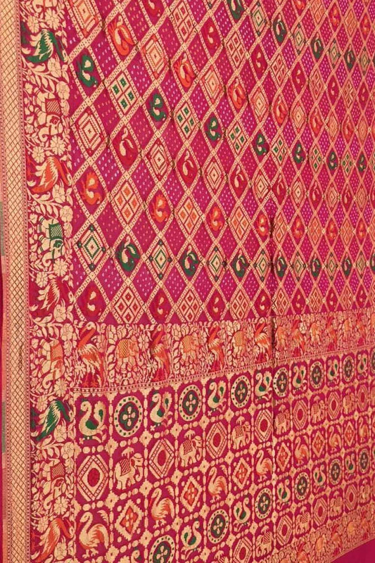 Stunning Pink Banarasi Bandhani Georgette Saree - Luxurion World