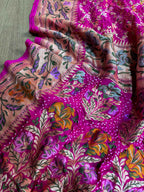 Stunning Pink Banarasi Bandhani Pure Georgette Meenakari Saree - Luxurion World