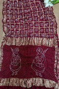 Stunning Maroon Bandhani Pure Gajji Silk Gharchola Saree - Luxurion World
