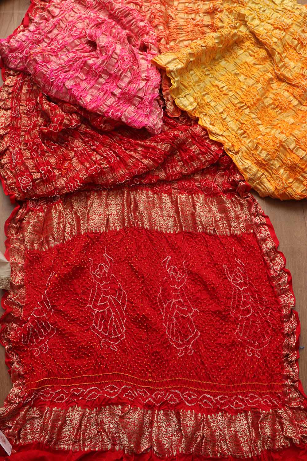 Stunning Multicolor Bandhani Pure Gajji Silk Gharchola Saree - Luxurion World