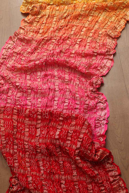 Stunning Multicolor Bandhani Pure Gajji Silk Gharchola Saree - Luxurion World