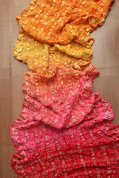 Stunning Multicolor Bandhani Pure Gajji Silk Gharchola Saree - Luxurion World