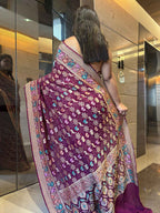 Exquisite Purple Banarasi Bandhani Pure Georgette Meenakari Saree - Luxurion World