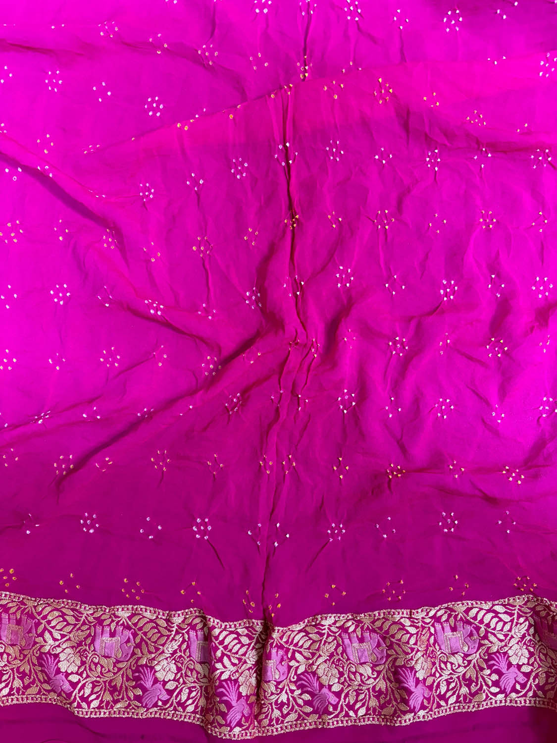 Stunning Pink Banarasi Bandhani Pure Georgette Meenakari Saree - Luxurion World