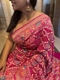 Stunning Pink Banarasi Bandhani Pure Georgette Meenakari Saree - Luxurion World