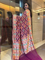 Exquisite Purple Banarasi Bandhani Pure Georgette Meenakari Saree - Luxurion World