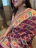 Exquisite Purple Banarasi Bandhani Pure Georgette Meenakari Saree - Luxurion World