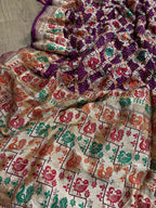Exquisite Purple Banarasi Bandhani Pure Georgette Meenakari Saree - Luxurion World