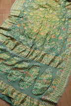 Stunning Green Banarasi Bandhani Pure Georgette Meenakari Saree - Luxurion World