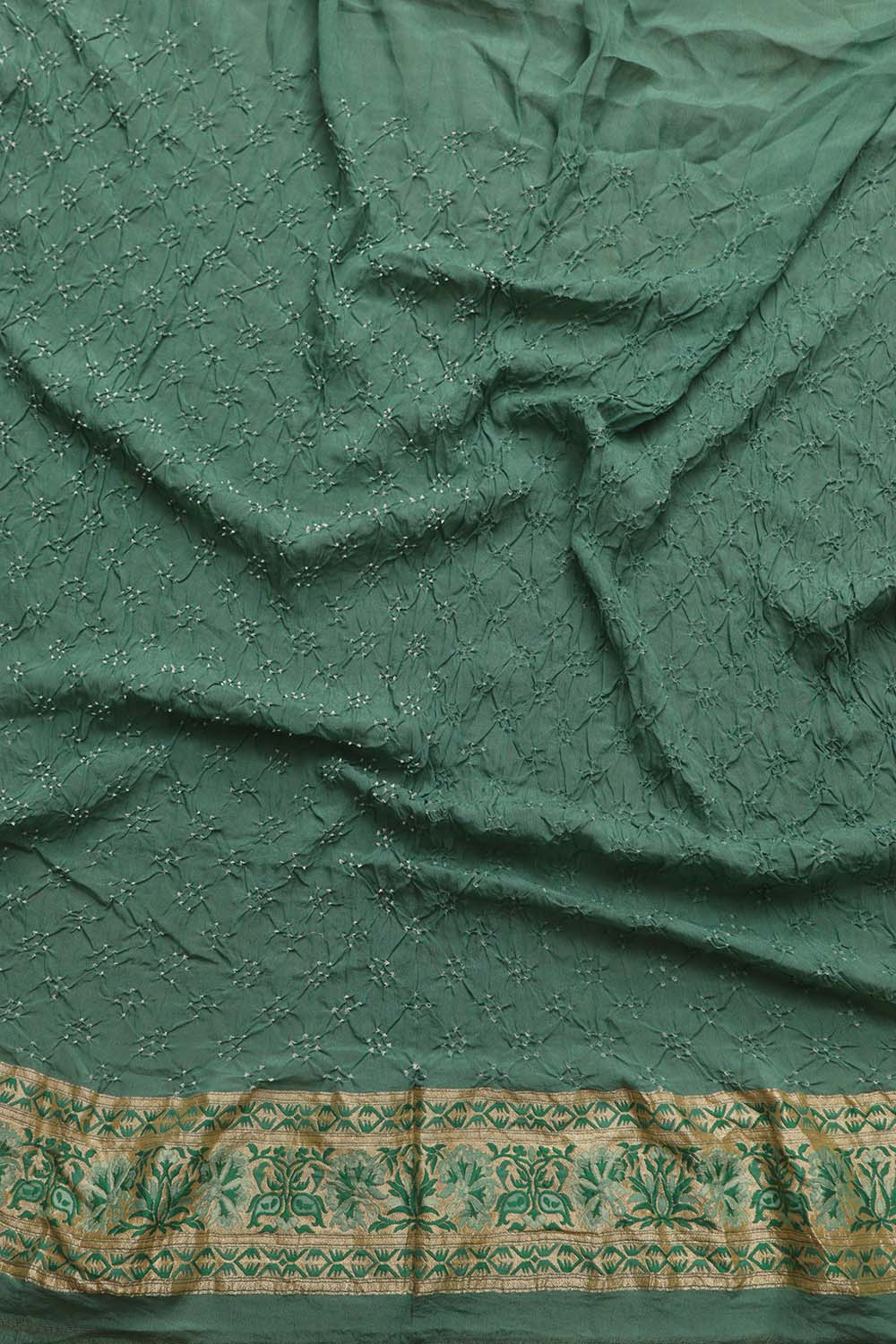 Stunning Green Banarasi Bandhani Pure Georgette Meenakari Saree - Luxurion World