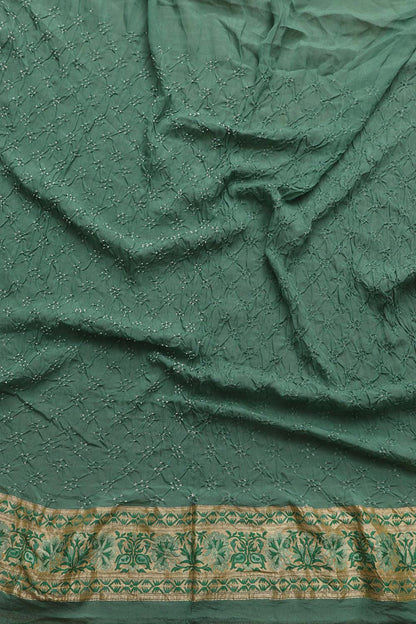 Stunning Green Banarasi Bandhani Pure Georgette Meenakari Saree - Luxurion World