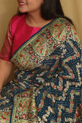 Stunning Blue Banarasi Bandhani Pure Georgette Meenakari Saree - Luxurion World
