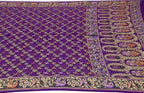 Purple Banarasi Bandhani Meenakari Pure Georgette Saree - Luxurion World