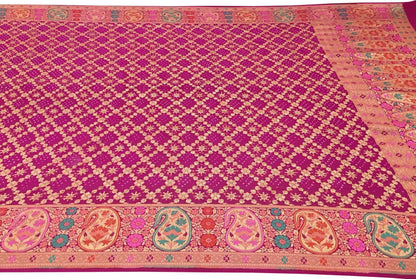 Pink Banarasi Bandhani Meenakari Pure Georgette Saree - Luxurion World