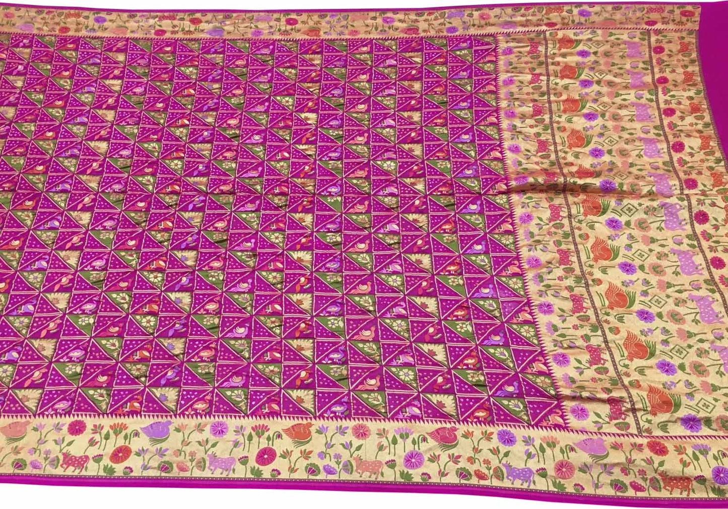 Pink Banarasi Bandhani Meenakari Pure Georgette Saree - Luxurion World