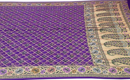 Purple Banarasi Bandhani Meenakari Pure Georgette Saree - Luxurion World