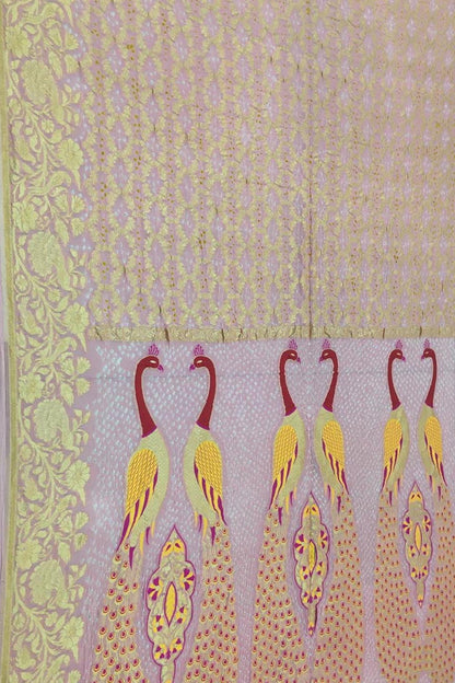 Pink Banarasi Bandhani Meenakari Pure Georgette Saree - Luxurion World