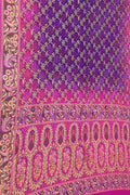 Purple And Pink Banarasi Bandhani Meenakari Pure Georgette Saree - Luxurion World