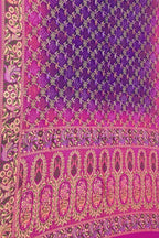 Purple And Pink Banarasi Bandhani Meenakari Pure Georgette Saree - Luxurion World