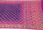 Purple And Pink Banarasi Bandhani Meenakari Pure Georgette Saree - Luxurion World