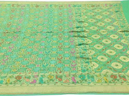Green Pure Georgette Banarasi Bandhani Meenakari Saree - Luxurion World