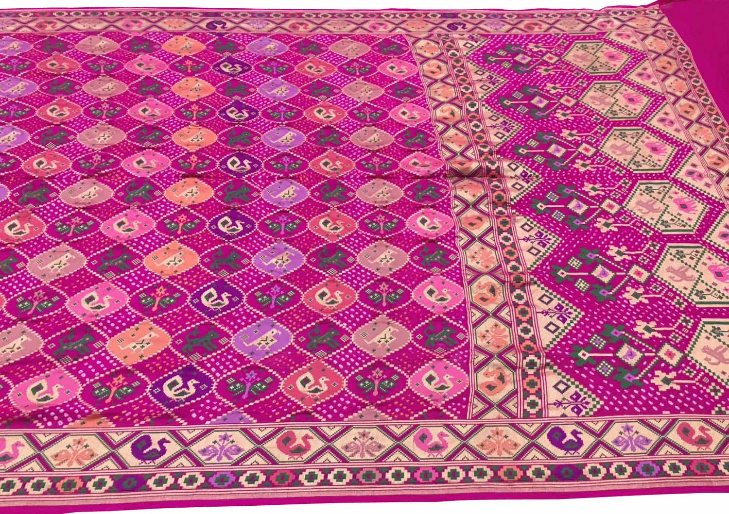 Beautiful Pink Pure Georgette Banarasi Bandhani Meenakari Saree - Luxurion World