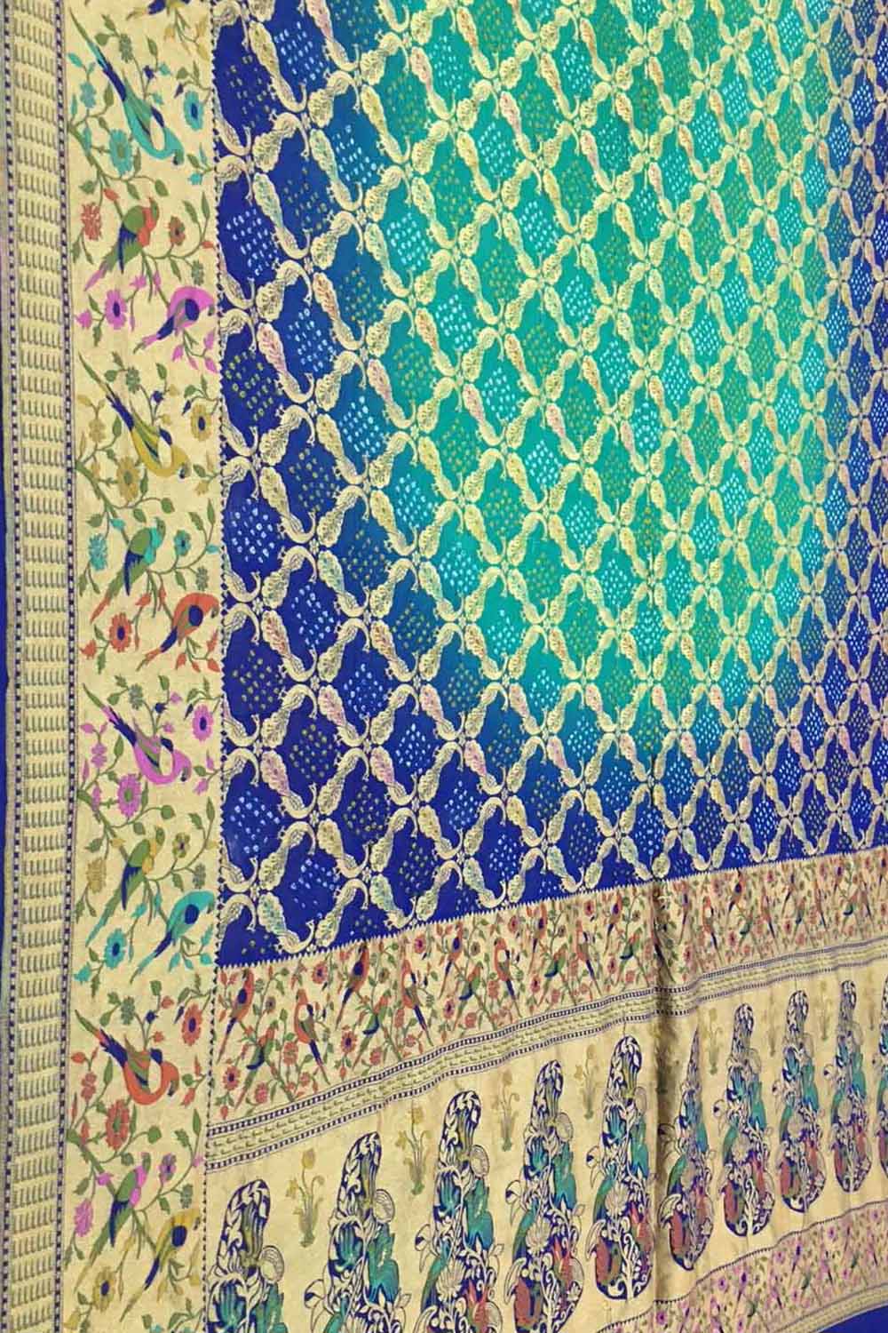 Elegant Blue Pure Georgette Banarasi Bandhani Meenakari Saree - Luxurion World