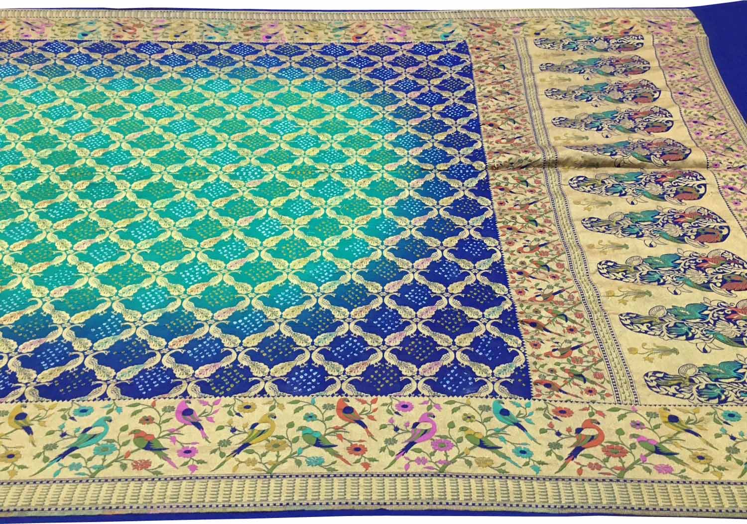 Elegant Blue Pure Georgette Banarasi Bandhani Meenakari Saree - Luxurion World