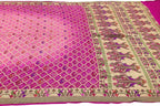 Stunning Pink Pure Georgette Banarasi Bandhani Meenakari Saree - Luxurion World