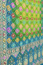 Green & Blue Pure Georgette Banarasi Bandhani Meenakari Saree - Luxurion World