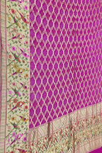 Stunning Pink Pure Georgette Banarasi Bandhani Meenakari Saree - Luxurion World