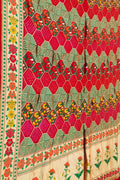 Red & Pink Pure Georgette Banarasi Bandhani Meenakari Saree - Luxurion World