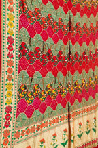 Red & Pink Pure Georgette Banarasi Bandhani Meenakari Saree - Luxurion World