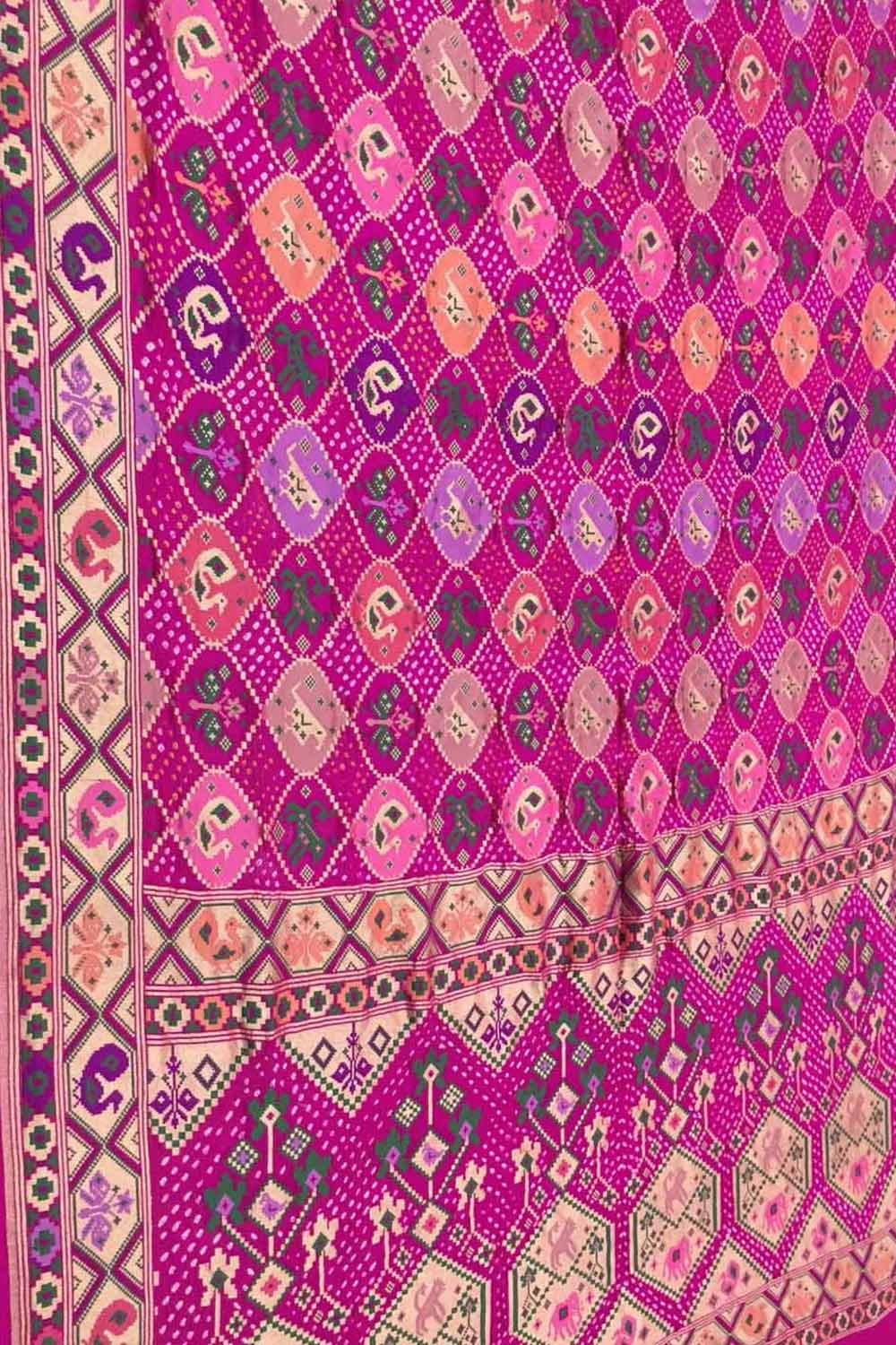 Beautiful Pink Pure Georgette Banarasi Bandhani Meenakari Saree - Luxurion World