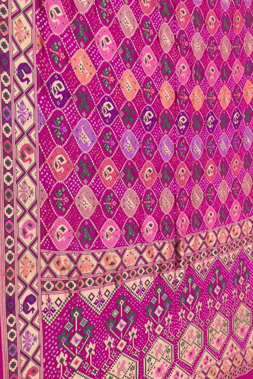 Beautiful Pink Pure Georgette Banarasi Bandhani Meenakari Saree - Luxurion World