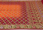 Orange & Red Pure Georgette Banarasi Bandhani Meenakari Saree - Luxurion World