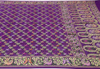 Elegant Purple Pure Georgette Banarasi Bandhani Meenakari Saree - Luxurion World