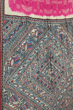 Pink Pure Tussar Silk Bandhani Saree With Hand Painted Madhubani Border Pallu - Luxurion World