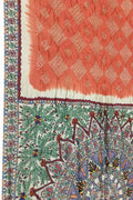 Orange Pure Tussar Silk Bandhani Saree With Hand Painted Madhubani Border Pallu - Luxurion World