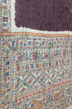 Elegant Brown Pure Tussar Silk Bandhani Saree With Hand Painted Madhubani Border Pallu - Luxurion World