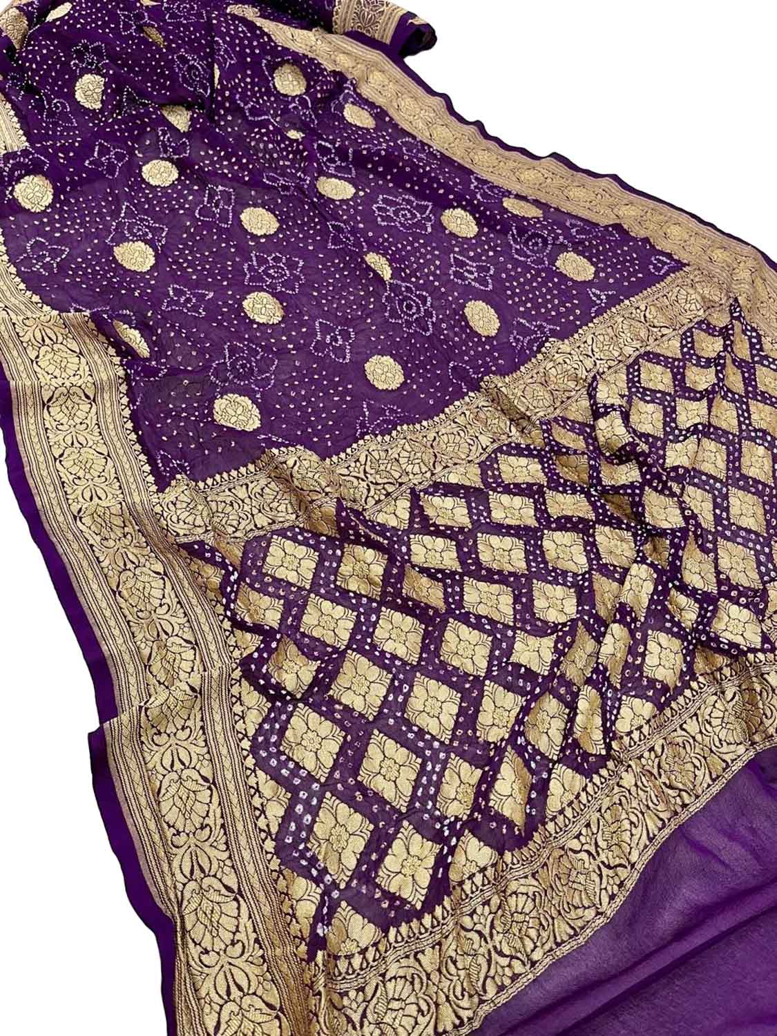 Elegant Purple Bandhani Georgette Saree - Luxurion World