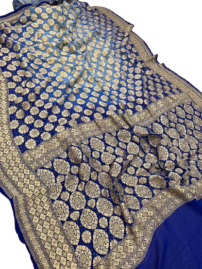 Blue Banarasi Bandhani Georgette Saree - Elegant and Traditional - Luxurion World