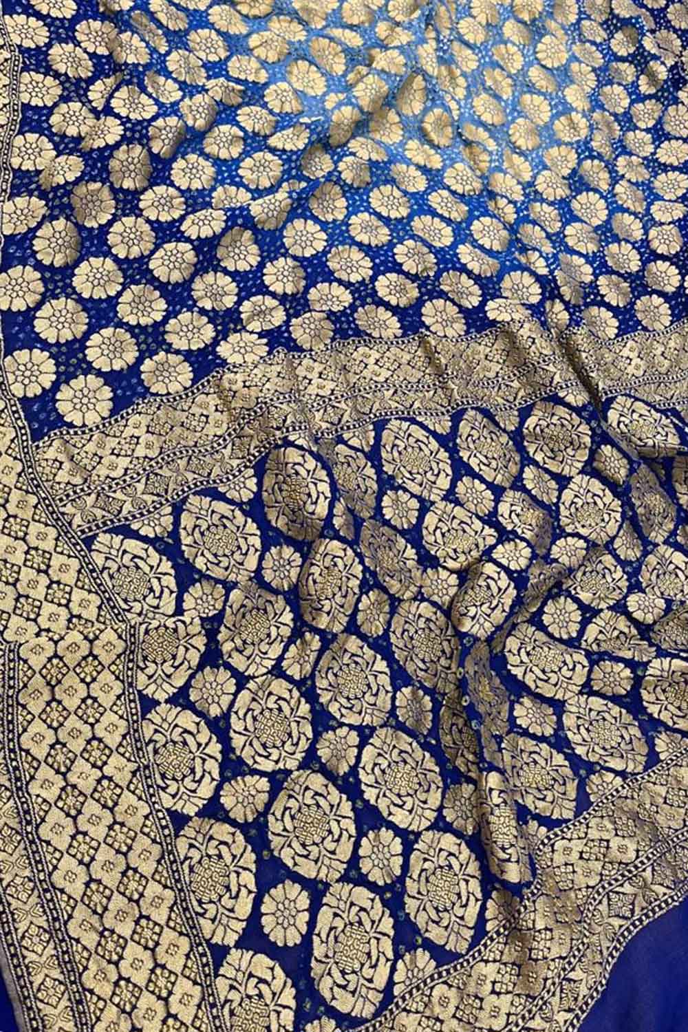 Blue Banarasi Bandhani Georgette Saree - Elegant and Traditional - Luxurion World