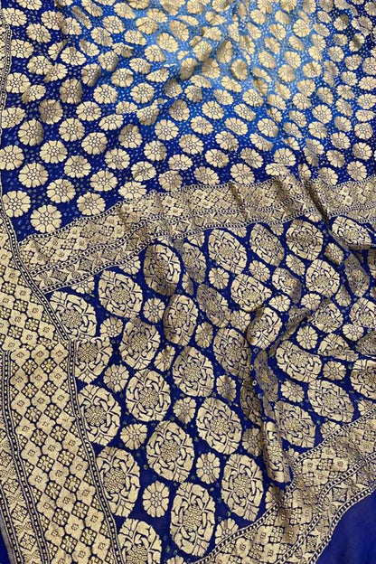 Blue Banarasi Bandhani Georgette Saree - Elegant and Traditional - Luxurion World